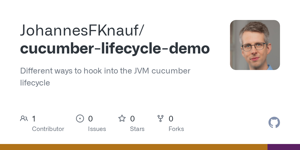 GitHub JohannesFKnauf/cucumberlifecycledemo Different ways to hook into the JVM cucumber