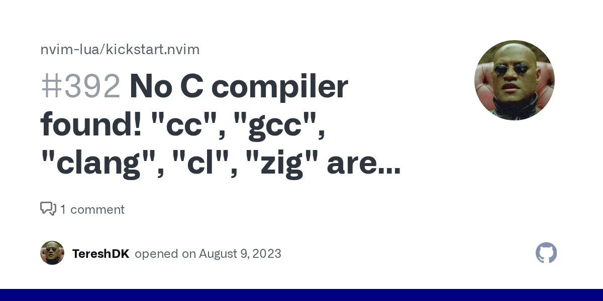 No C compiler found! "cc", "gcc", "clang", "cl", "zig" are not