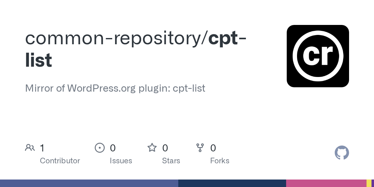 GitHub commonrepository/cptlist Mirror of plugin
