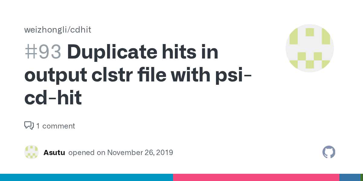 Duplicate hits in output clstr file with psicdhit · Issue 93