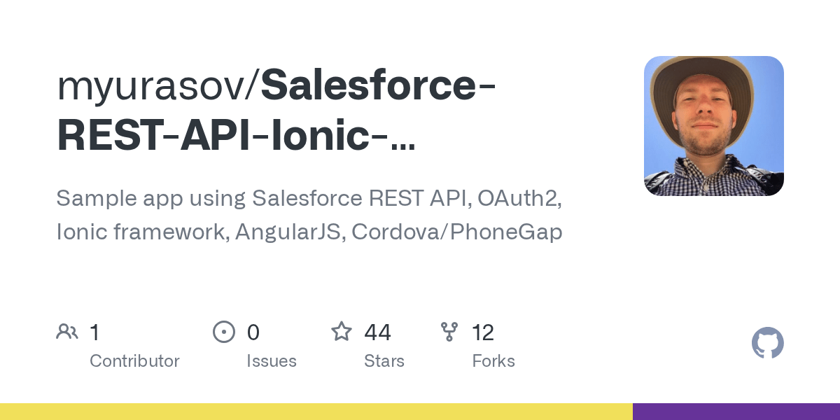 GitHub myurasov/SalesforceRESTAPIIonicFrameworkAppSample