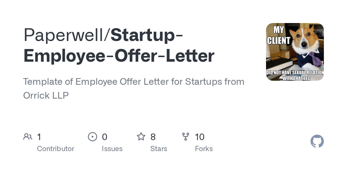 GitHub Paperwell/StartupEmployeeOfferLetter Template of Employee