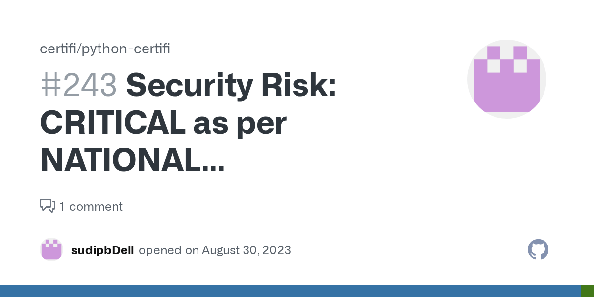 Security Risk CRITICAL as per NATIONAL VULNERABILITY DATABASE Found