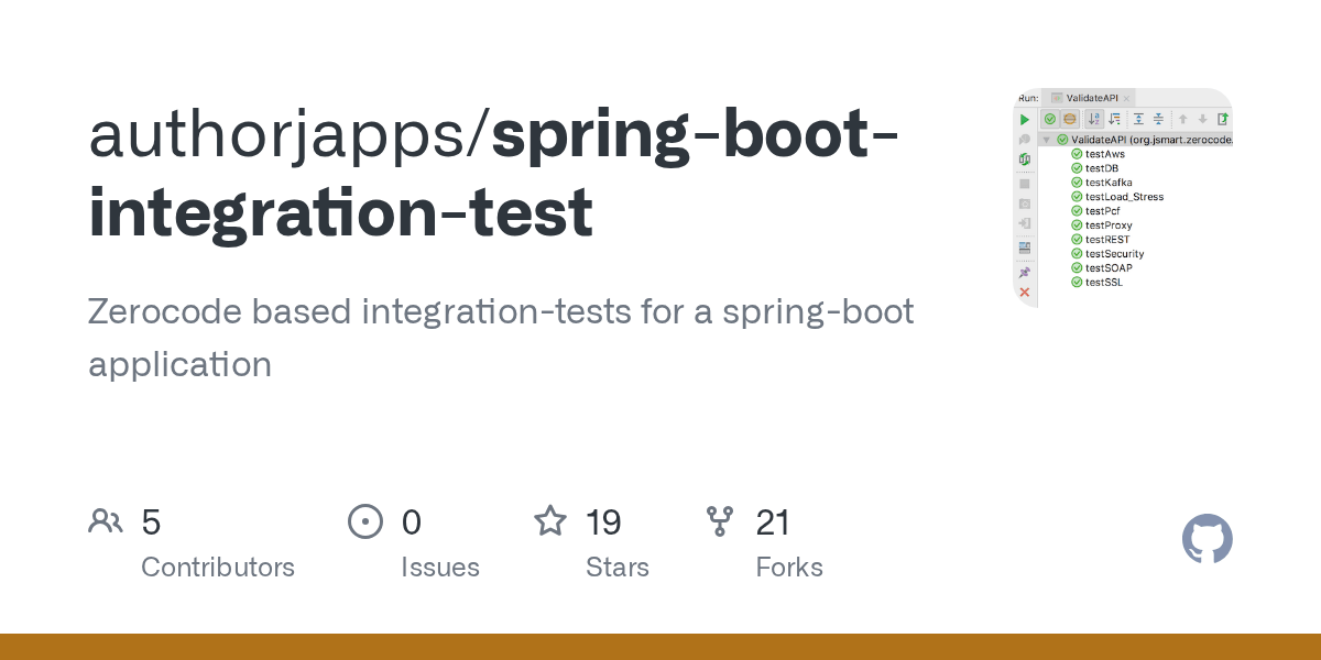 GitHub authorjapps/springbootintegrationtest Zerocode based