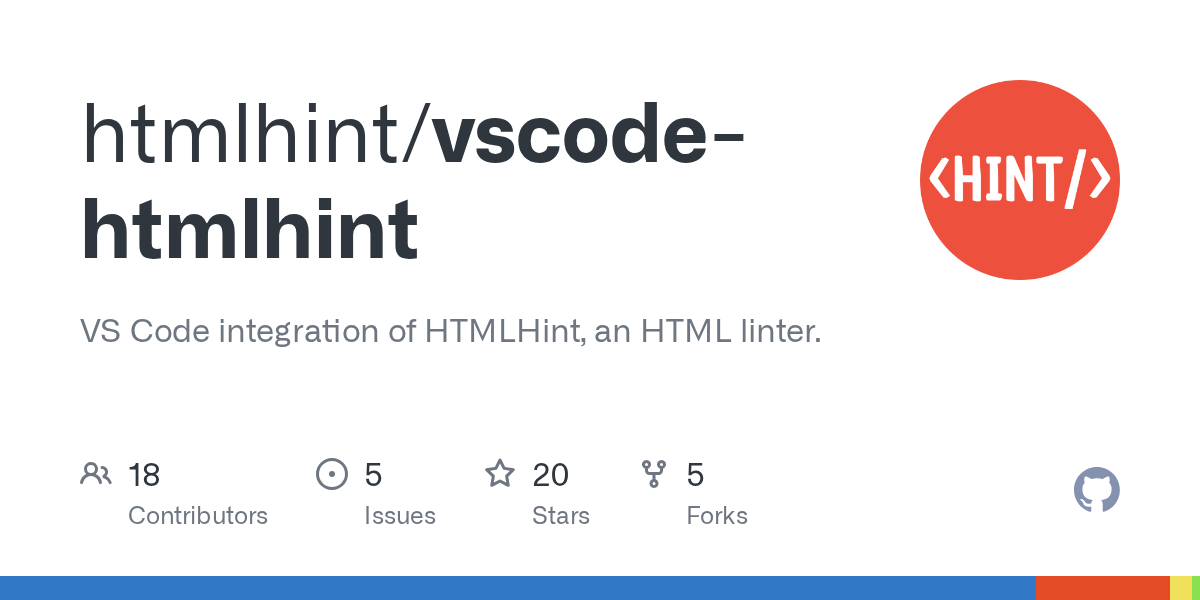 GitHub htmlhint/vscodehtmlhint VS Code integration of HTMLHint, an