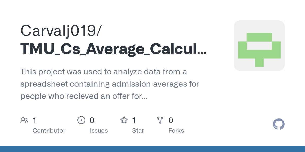 GitHub Carvalj019/TMU_Cs_Average_Calculator This project was used to