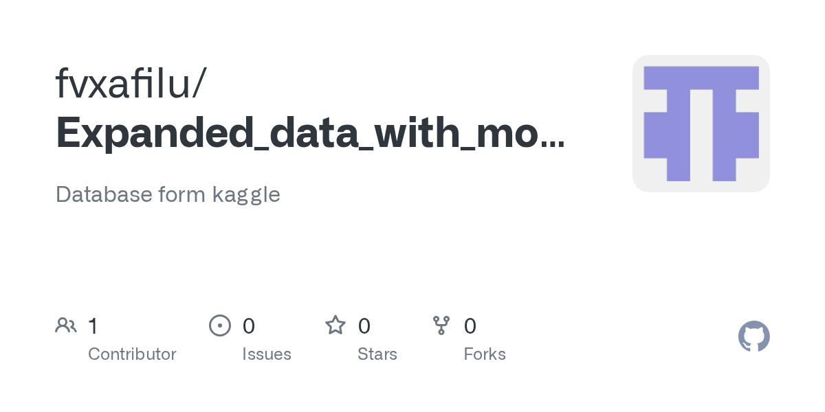 GitHub fvxafilu/Expanded_data_with_more_features Database form kaggle