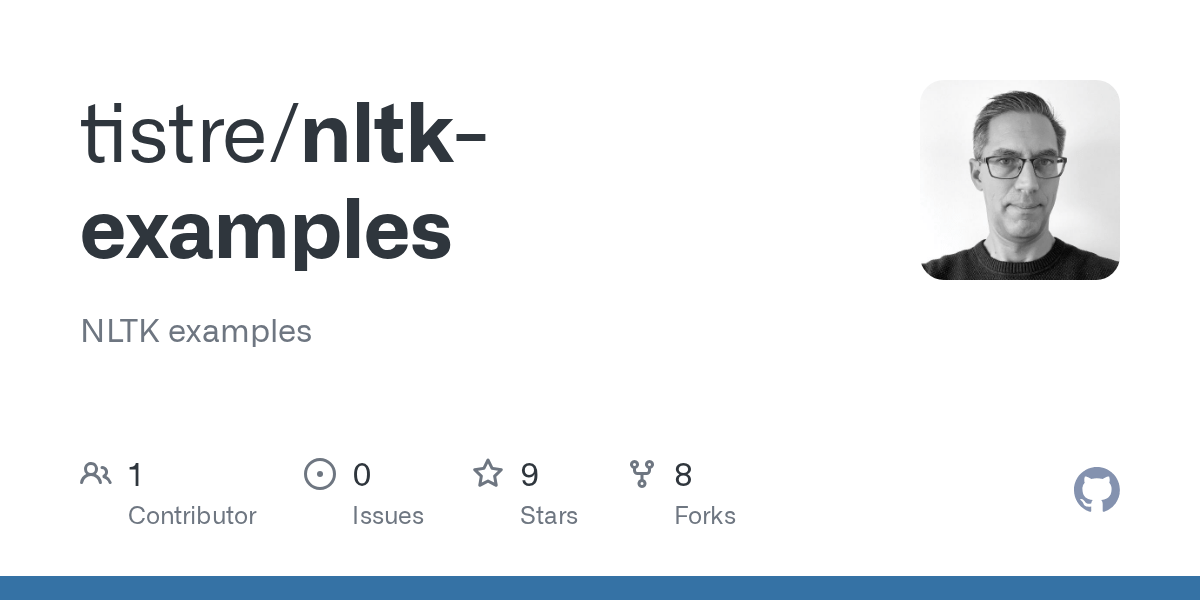 GitHub tistre/nltkexamples NLTK examples