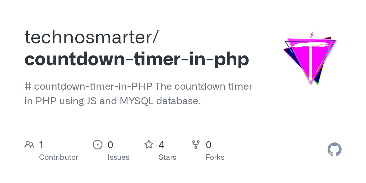 GitHub technosmarter/countdowntimerinphp countdowntimerinPHP