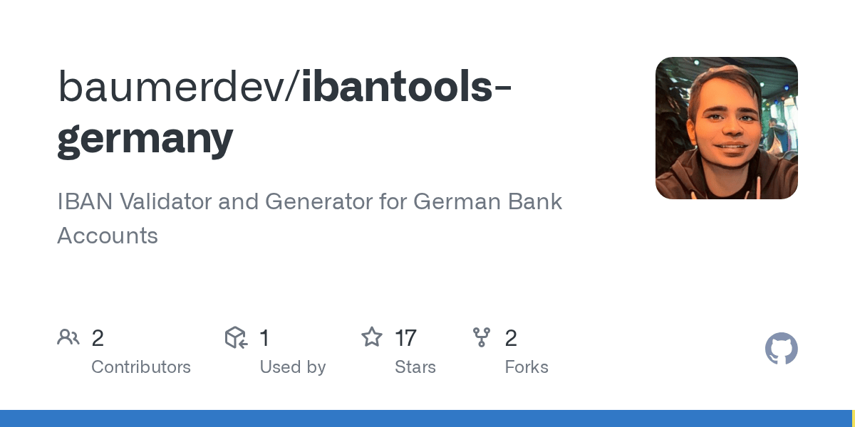 GitHub baumerdev/ibantoolsgermany IBAN Validator and Generator for