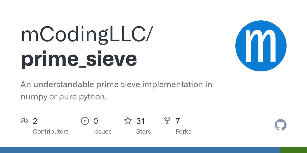 GitHub mCodingLLC/prime_sieve An understandable prime sieve