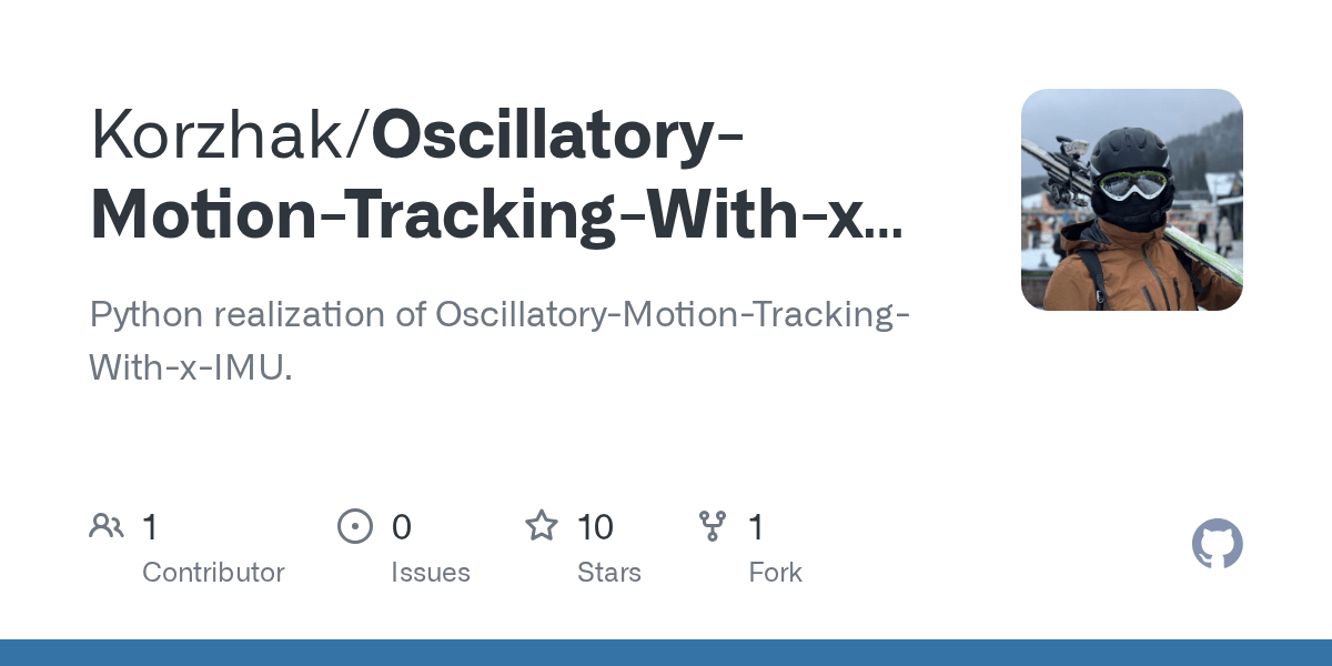 GitHub Korzhak/OscillatoryMotionTrackingWithxIMUPython Python