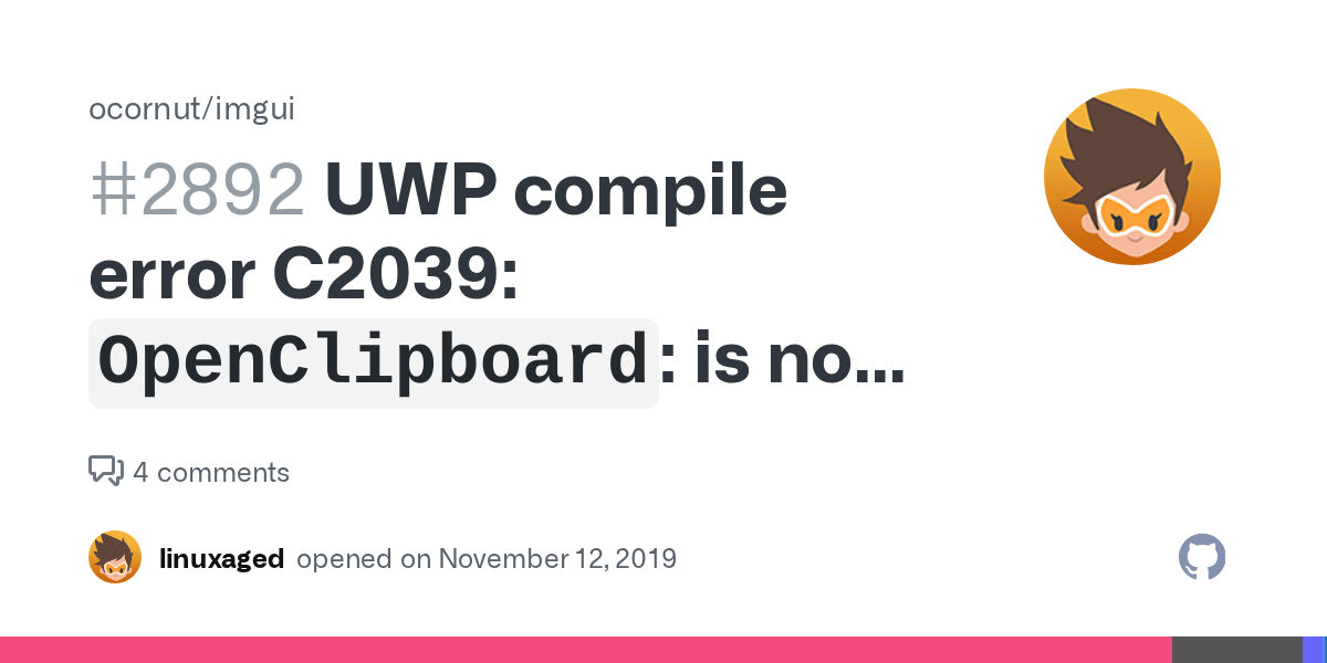 UWP compile error C2039 `OpenClipboard` is not a member of global