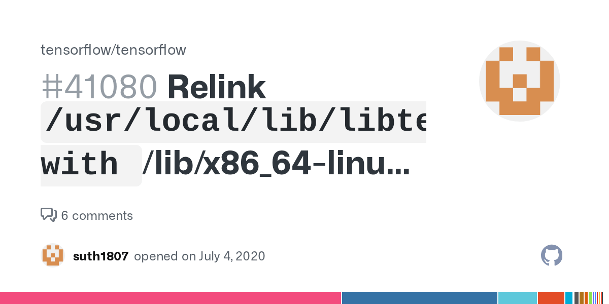 Relink `/usr/local/lib/libtensorflow_framework.so.2' with `/lib/x86_64