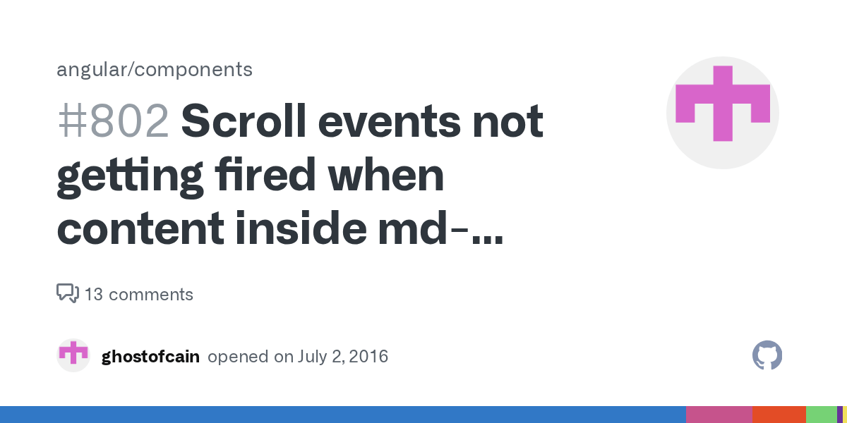 Scroll events not getting fired when content inside mdcontent is