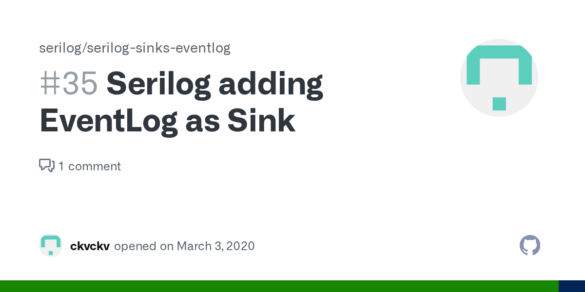 Serilog adding EventLog as Sink · Issue 35 · serilog/serilogsinks