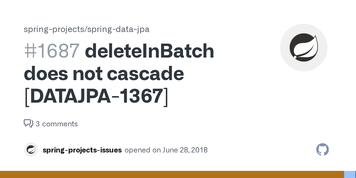 deleteInBatch does not cascade [DATAJPA1367] · Issue 1687 · springprojects/springdatajpa