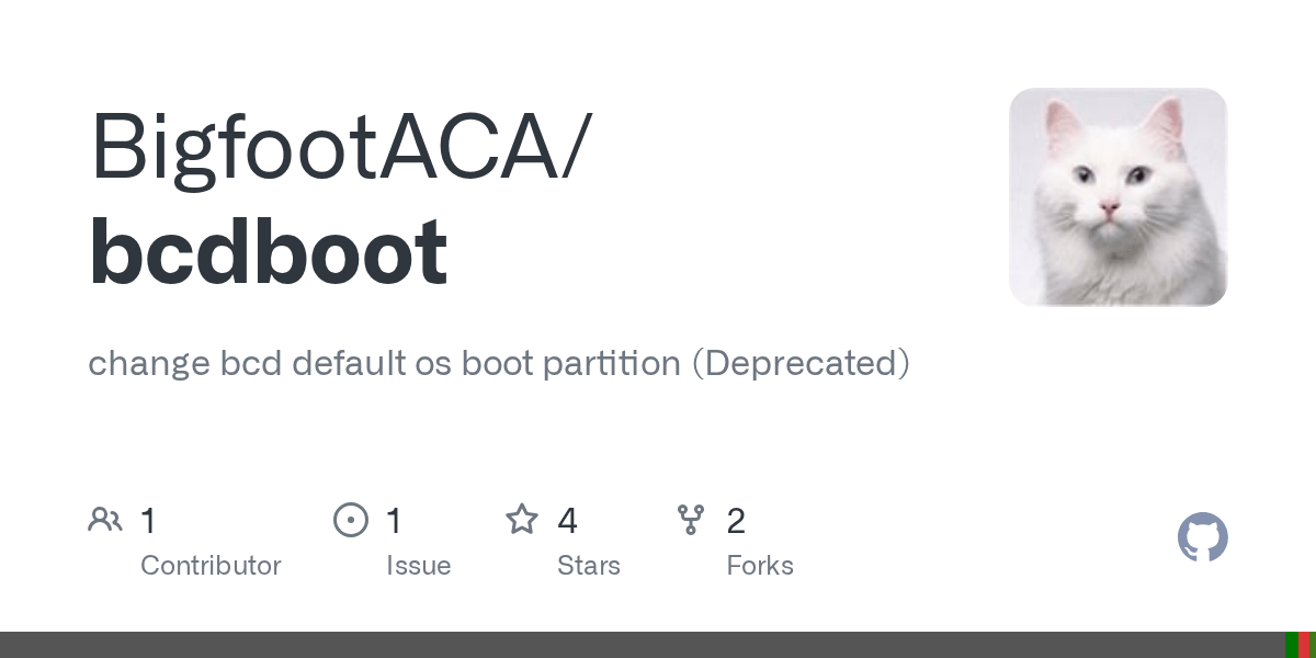 GitHub BigfootACA/bcdboot change bcd default os boot partition