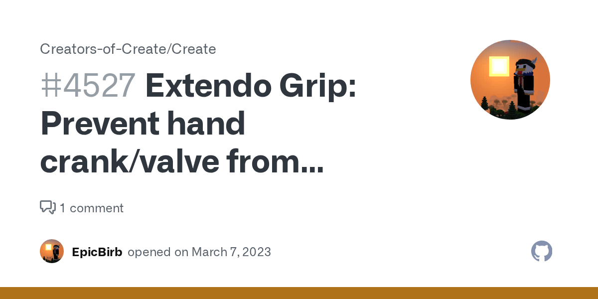 Extendo Grip Prevent hand crank/valve from draining hunger · Issue
