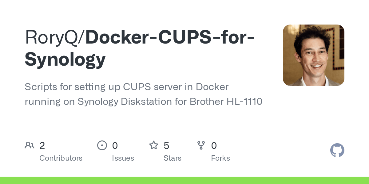 GitHub RoryQ/DockerCUPSforSynology Scripts for setting up CUPS