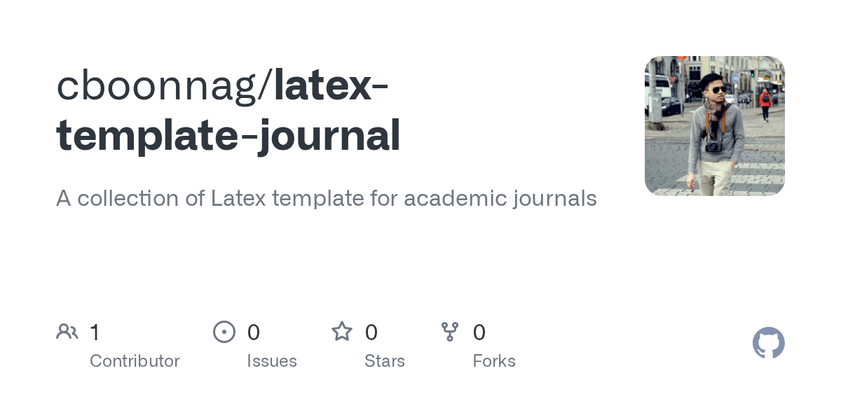 GitHub cboonnag/latextemplatejournal A collection of Latex template for academic journals
