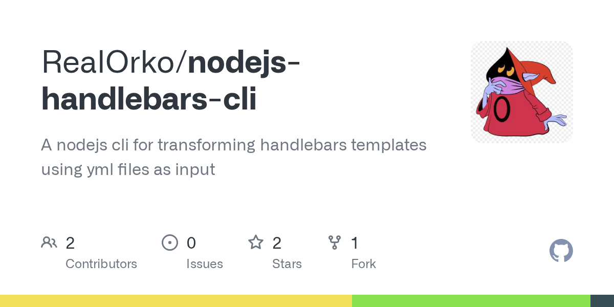 GitHub RealOrko/nodejshandlebarscli A nodejs cli for transforming handlebars templates