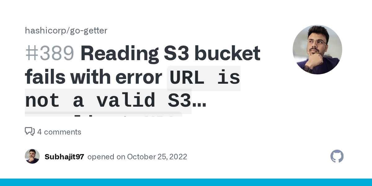Reading S3 bucket fails with error `URL is not a valid S3 compliant URL