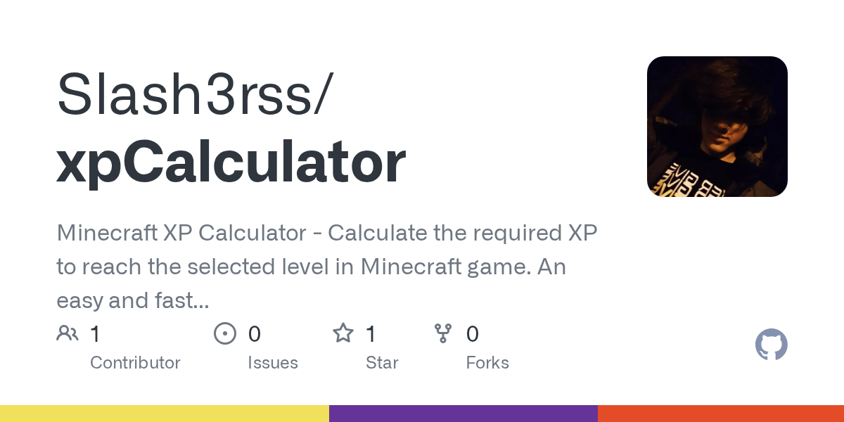 GitHub Slash3rss/xpCalculator Minecraft XP Calculator Calculate