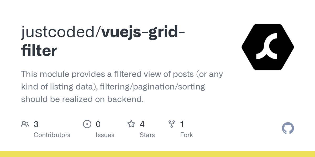 GitHub justcoded/vuejsgridfilter This module provides a filtered