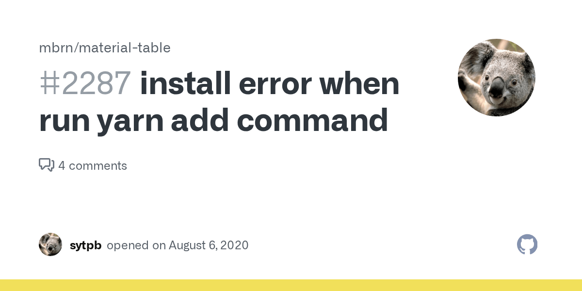 install error when run yarn add command · Issue 2287 · mbrn/material