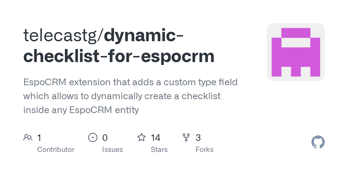 GitHub telecastg/dynamicchecklistforespocrm EspoCRM extension