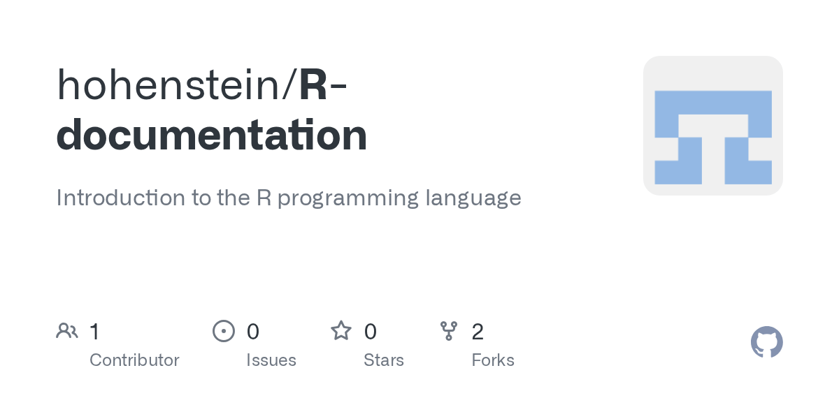 GitHub hohenstein/Rdocumentation Introduction to the R programming