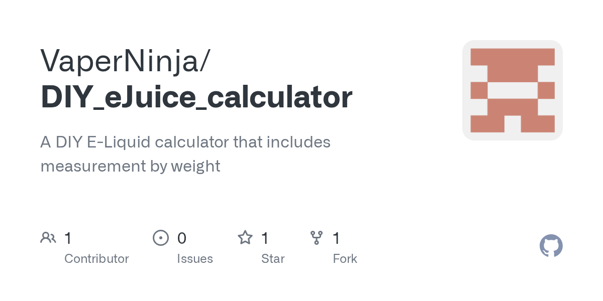 GitHub VaperNinja/DIY_eJuice_calculator A DIY ELiquid calculator