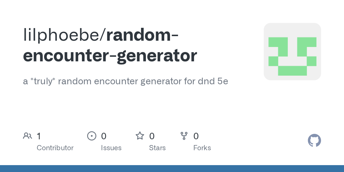 GitHub lilphoebe/randomencountergenerator a *truly* random