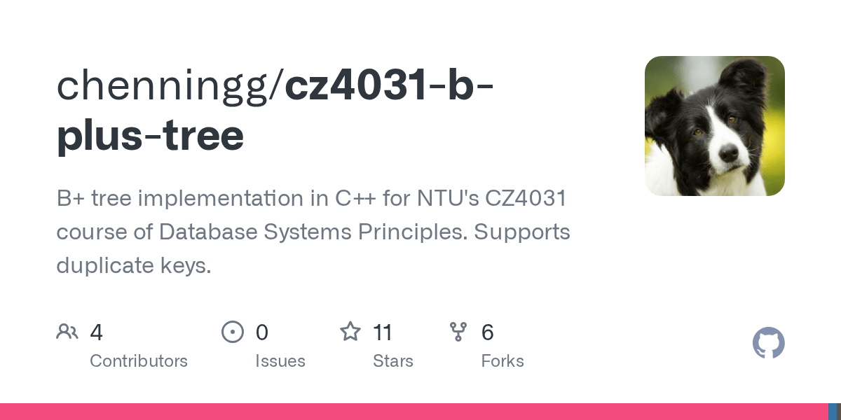 GitHub chenningg/cz4031bplustree B+ tree implementation in C++