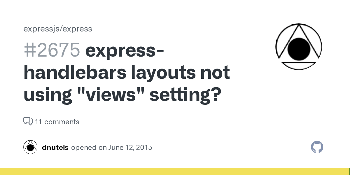 expresshandlebars layouts not using "views" setting? · Issue 2675