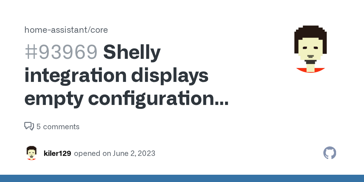 Shelly integration displays empty configuration prompt when added with