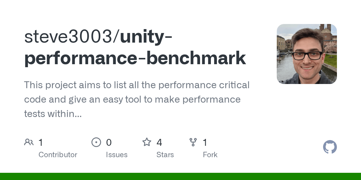 GitHub steve3003/unityperformancebenchmark This project aims to