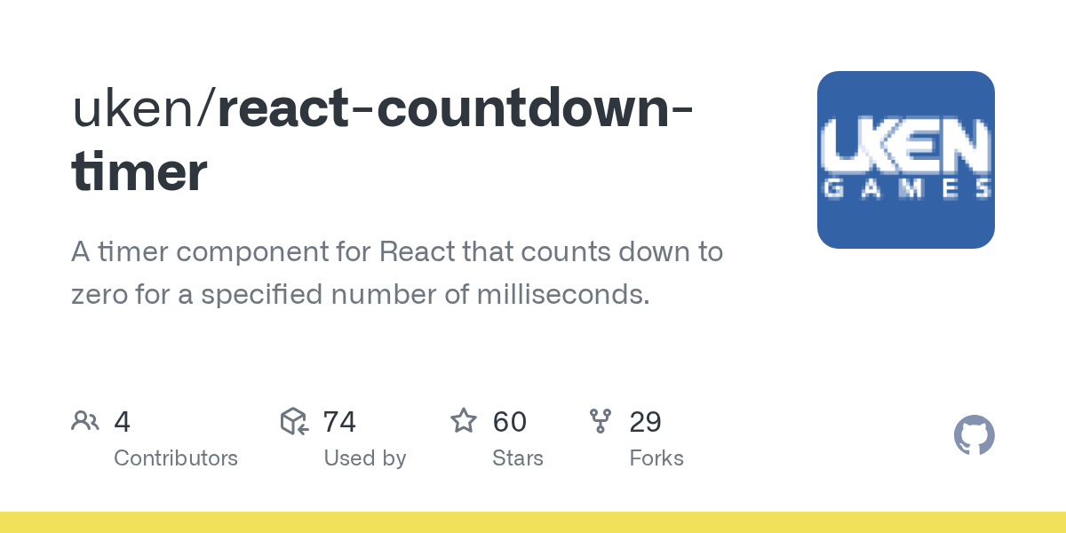 GitHub uken/reactcountdowntimer A timer component for React that