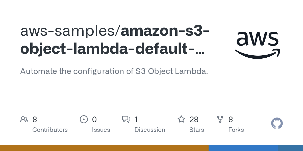 GitHub awssamples/amazons3objectlambdadefaultconfiguration