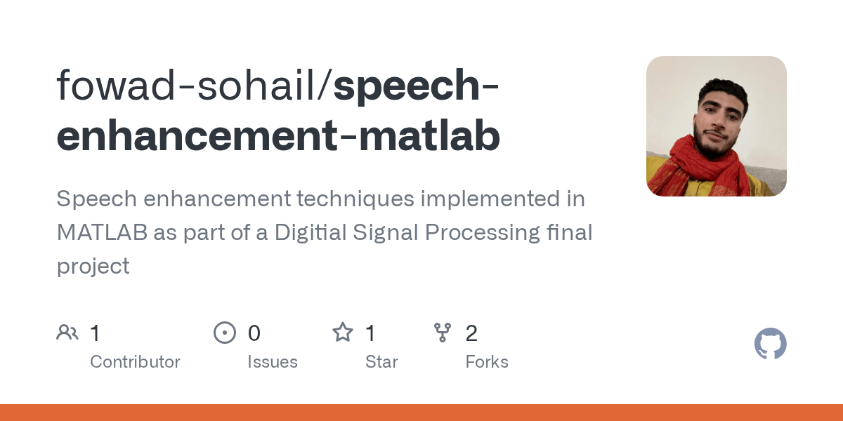 GitHub fowadsohail/speechenhancementmatlab Speech enhancement