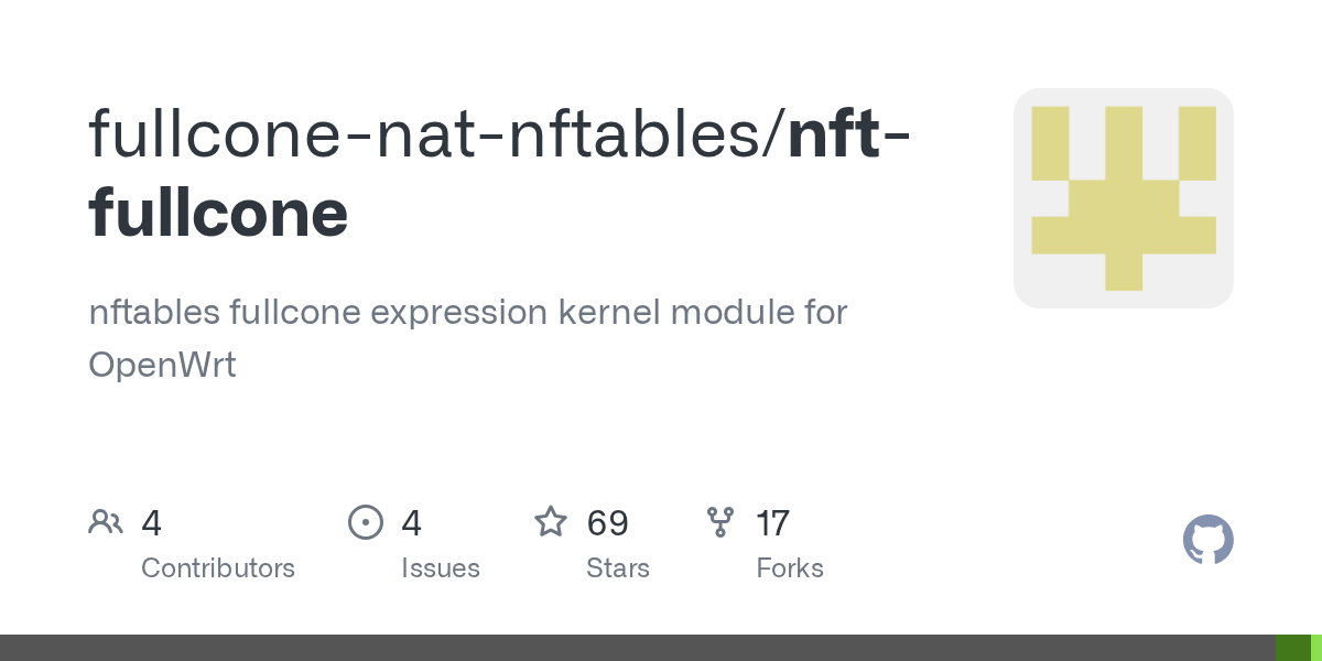 GitHub fullconenatnftables/nftfullcone nftables fullcone