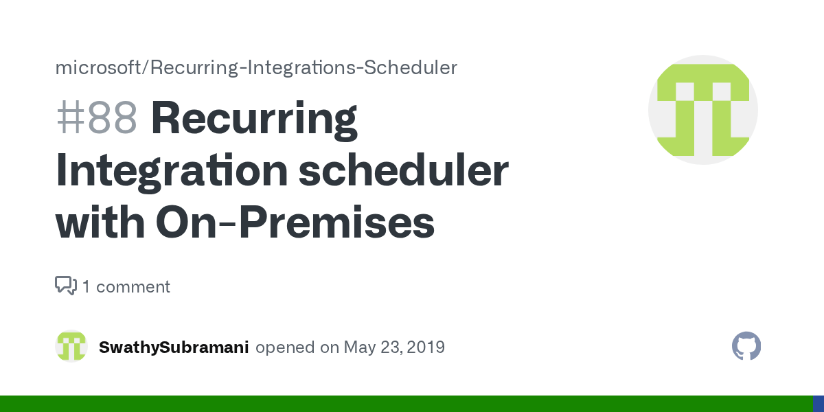 Recurring Integration scheduler with OnPremises · Issue 88 · microsoft/RecurringIntegrations
