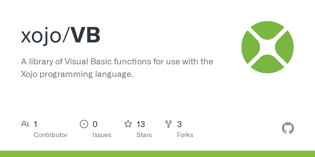 GitHub xojo/VB A library of Visual Basic functions for use with the