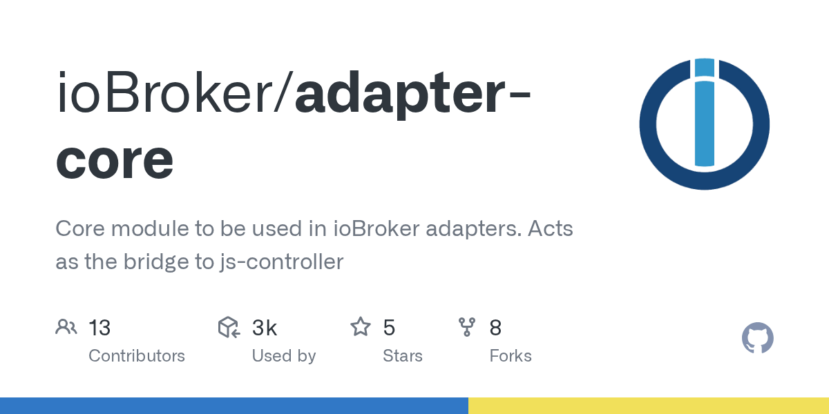 GitHub ioBroker/adaptercore Core module to be used in ioBroker