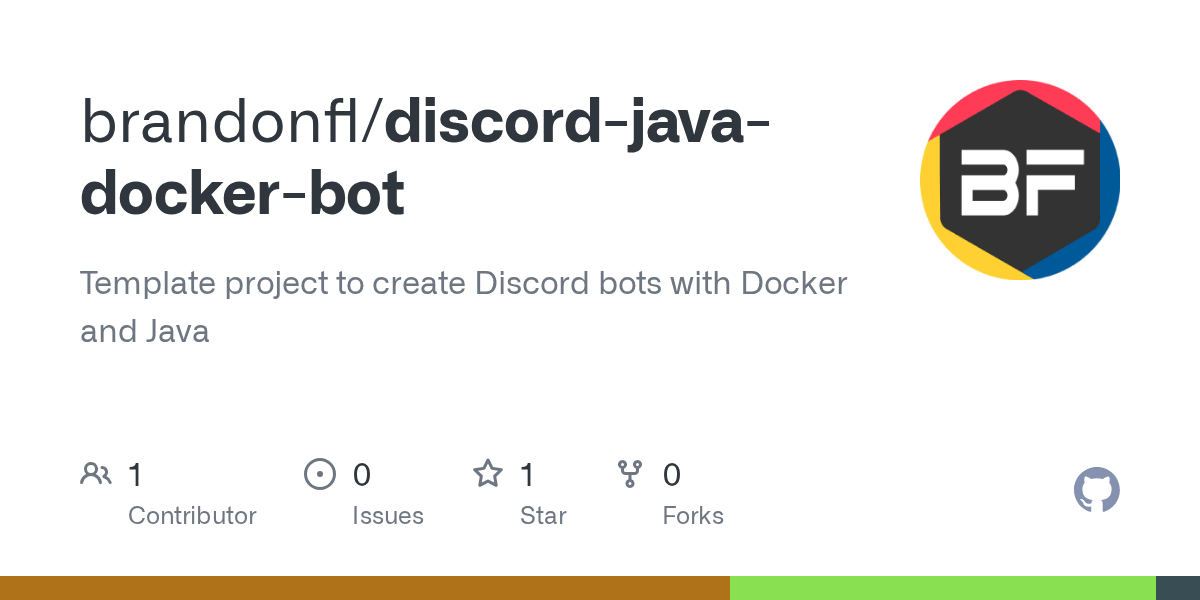 GitHub brandonfl/discordjavadockerbot Template project to create