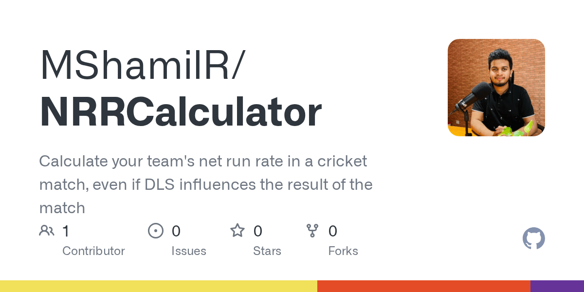 GitHub MShamilR/NRRCalculator Calculate your team's net run rate in