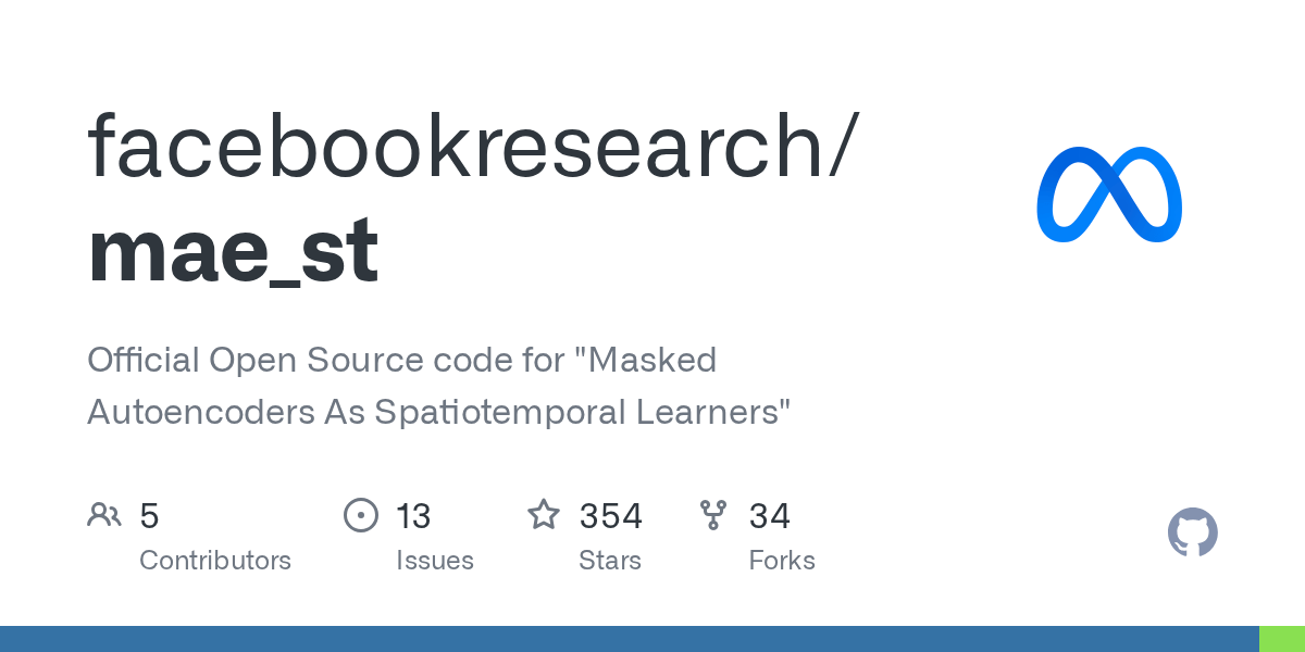GitHub facebookresearch/mae_st Official Open Source code for "Masked