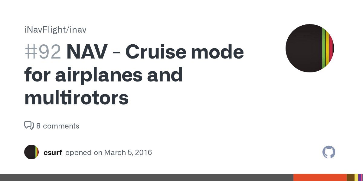 NAV - Cruise mode for airplanes and multirotors · Issue #92