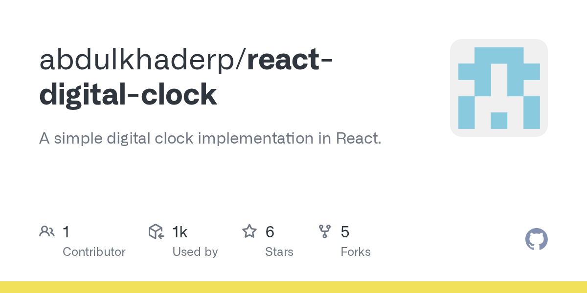 GitHub abdulkhaderp/reactdigitalclock A simple digital clock